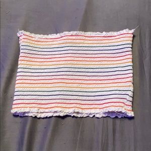 Cropped, white, rainbow, tube top.